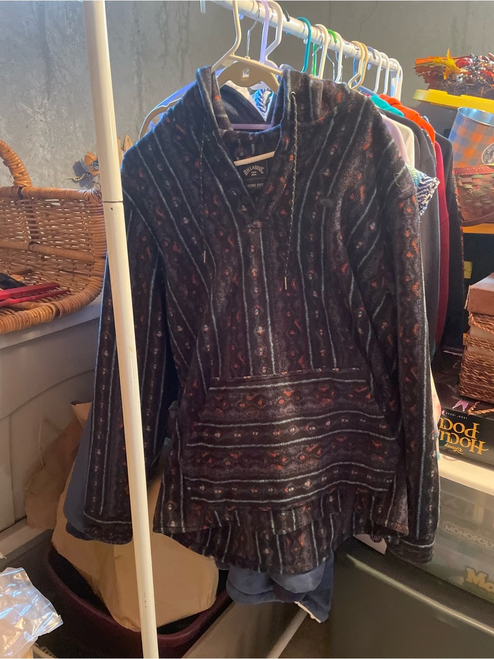 Billabong Black Hooded Patterned Utility Jacket